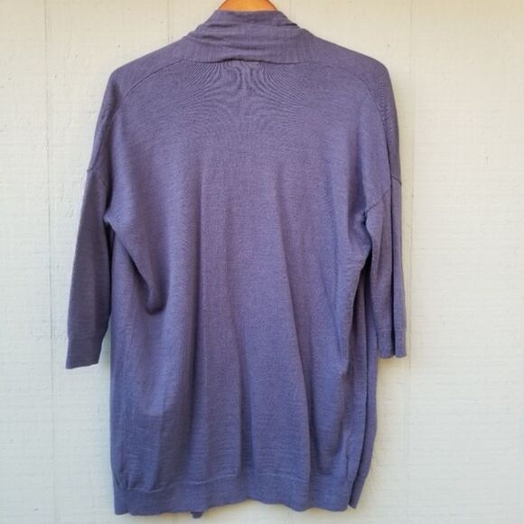 Caslon Cotton Blue Long Open Cardigan Sweater S P - Picture 4 of 7